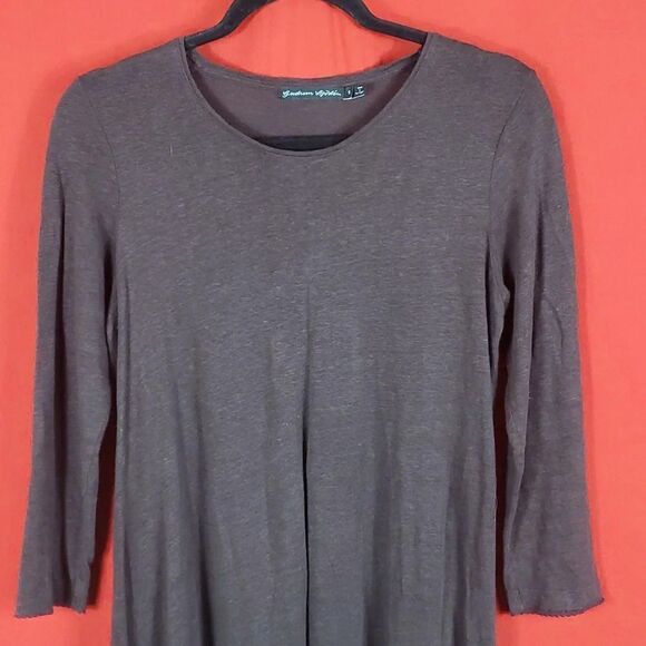 GUDRUN SJODEN TUNIC in LINEN Brown Womens Size Small Lagenlook Minimalist - Picture 3 of 7